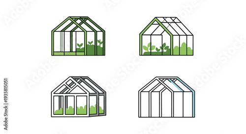 Greenhouse frame Line art dynamic creative tone vector