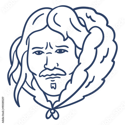 Eskimo man face stroke