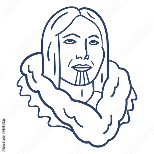 Eskimo person face stroke