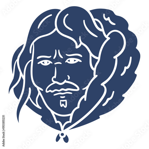 Eskimo man face blue