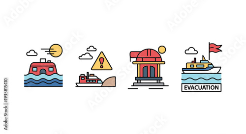 Coastal Evacuation creative abstract design illustration