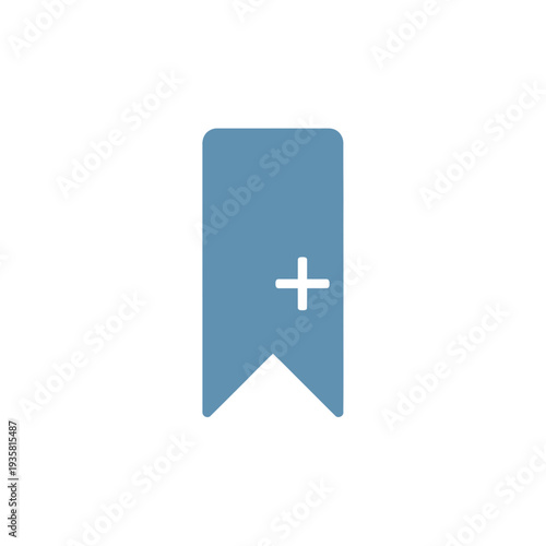 Blue Add Bookmark Icon with Plus Sign for Website Interface and Digital Organization