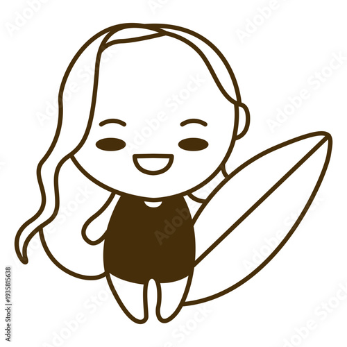 Cute surfer woman stroke