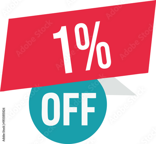 1% off promotion vector illustration, modern discount banner design, special sale offer label, colorful price tag sticker, isolated on white background, editable and scalable graphic