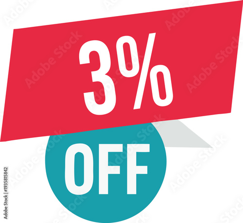 3% off promotion vector illustration, modern discount banner design, special sale offer label, colorful price tag sticker, isolated on white background, editable and scalable graphic