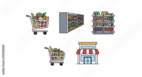 Grocery store Line art vector dynamic creative tone