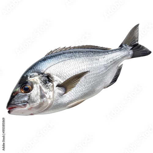 Fresh silver fish isolated against a deep black background.