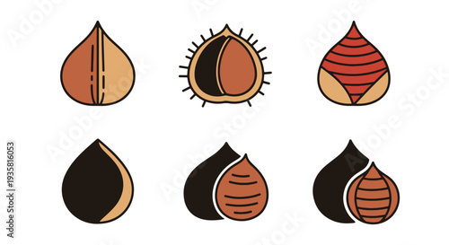 Groundnut Line art vector set minimal contemporary color