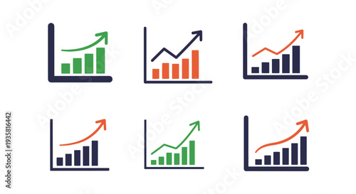 Growth Chart Line elegant colorful abstract vector