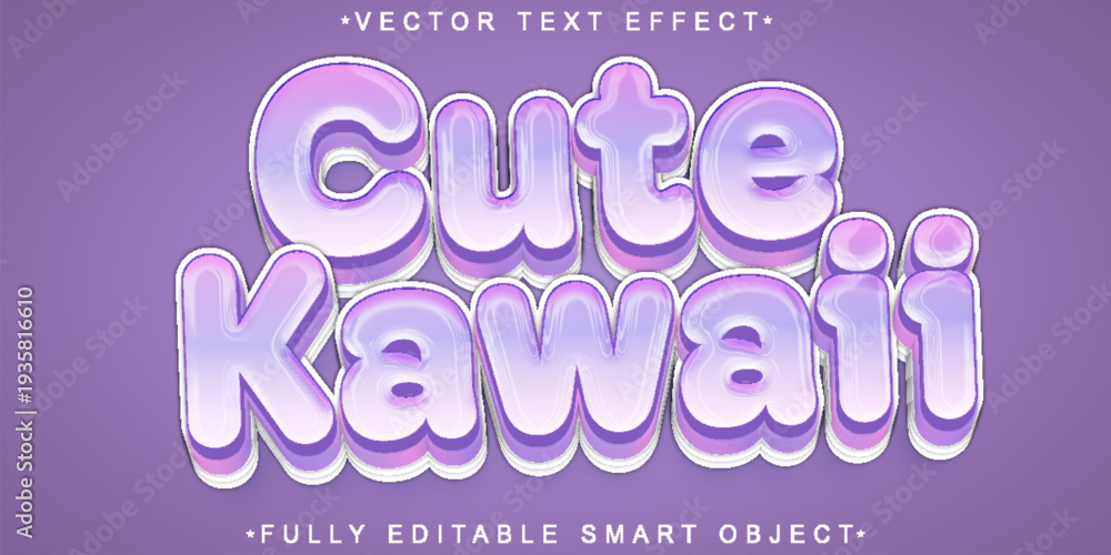 Fototapeta premium Cute Kawaii Sweet Typography Vector Fully Editable Smart Object Text Effect