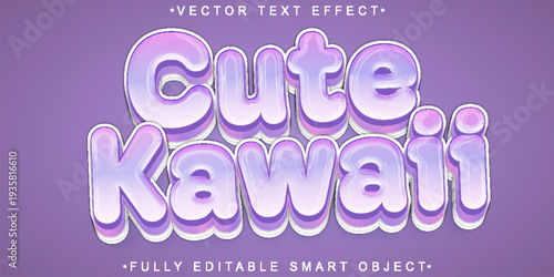  Cute Kawaii Sweet Typography Vector Fully Editable Smart Object Text Effect