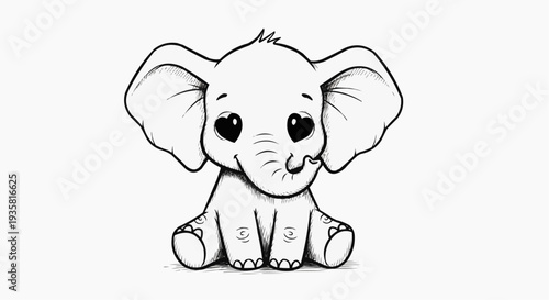 A cute cartoon elephant illustration with big eyes and ears