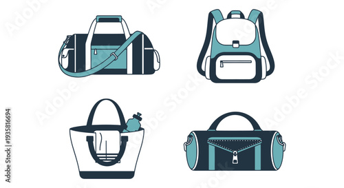 Gym Bag Line art vector set soft tone abstract