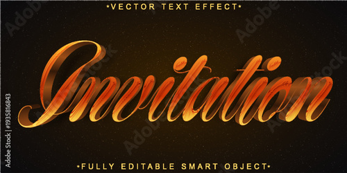  Invitation Party Celebration Typography Vector Fully Editable Smart Object Text Effect