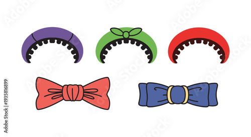 Hair Band Line art vector set clean color illustration