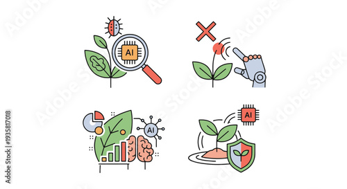 plant disease Line art creative modern color illustration