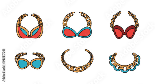 Hair Chain Line art vector abstract clean tone illustration