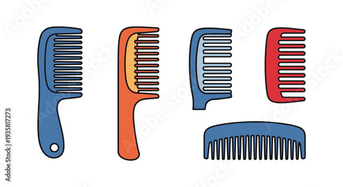 Hair Comb Line art vector set abstract digital color