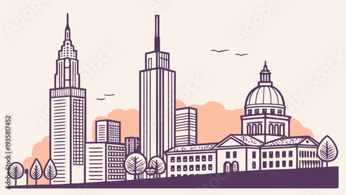 Stunning cityscape with iconic skyscrapers and historic architecture