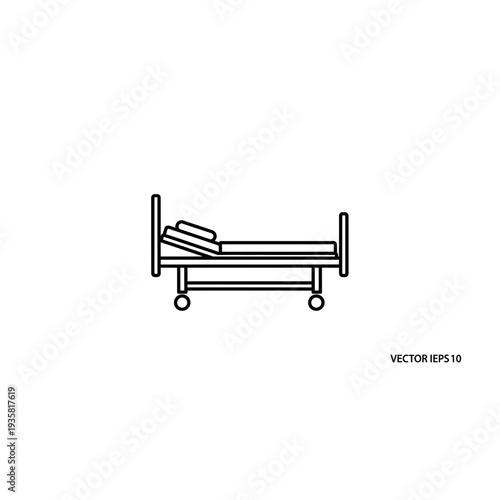 Hospital Patient Bed Outline Vector Illustration
