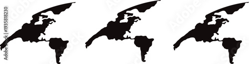 Minimalist black silhouette of a world map vector illustration for global communication and geographical concept