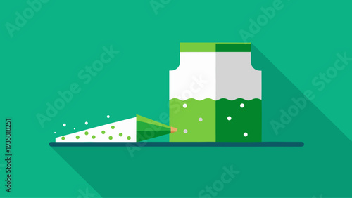 Green milk carton and cheese slice minimal flat vector illustration of dairy product packaging and food concept on green background