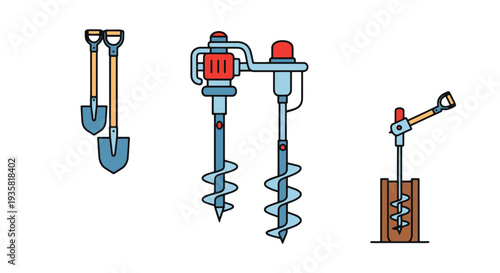 Post hole digger Line art abstract modern style illustration