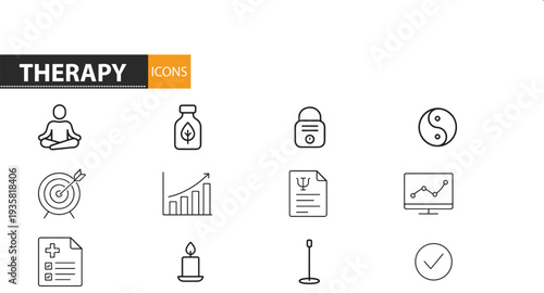 Therapy and counseling icons and symbols for mental health