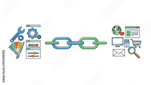 Link Chain Technology Icons.