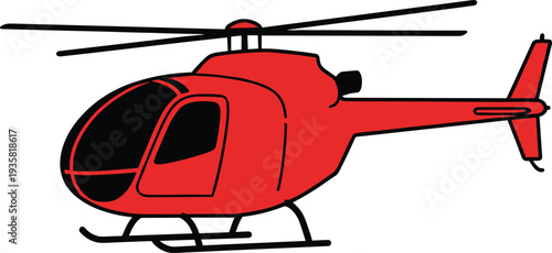 Red helicopter cartoon vector illustration isolated on white background civilian aviation transport aircraft icon flat design side view
