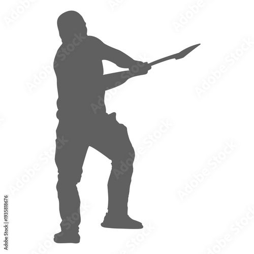 Lumberjack using axe silhouette