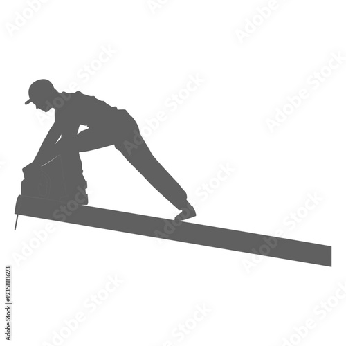 Man cutting branch silhouette
