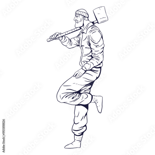 Relaxed lumberjack character hand drawn