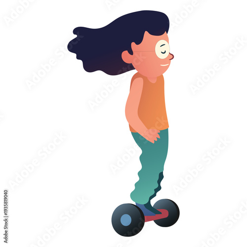 Girl hoverboard character