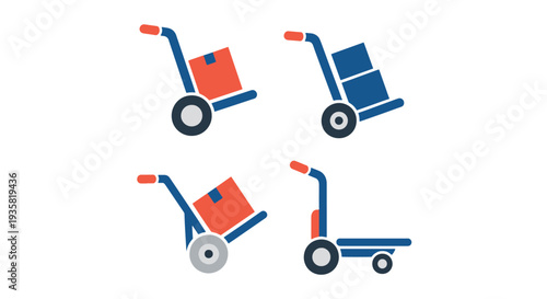 Hand Truck Line art vector clean fresh color illustration