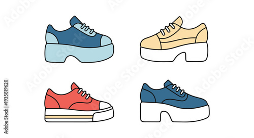 Platform Shoes Line art vector creative modern
