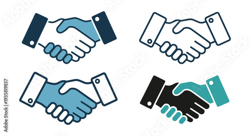 Handshake Line art vector set modern abstract color illustration