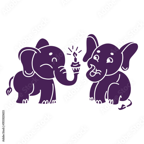 Cute birthday elephants flat