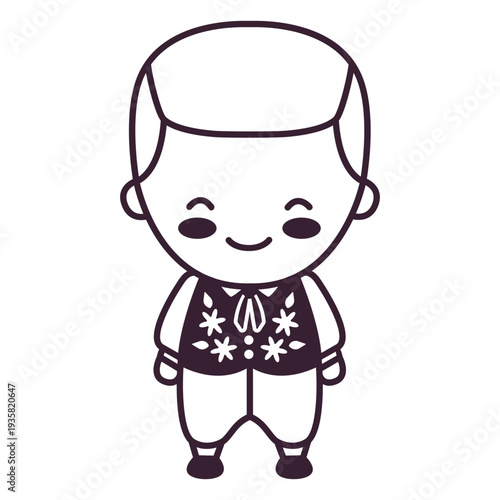 Cute swedish boy character stroke