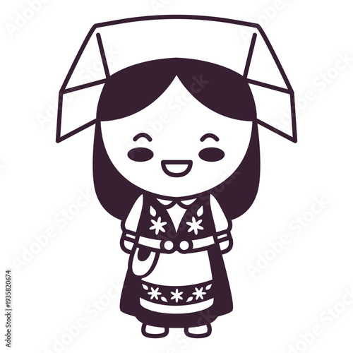 Cute swedish woman character stroke