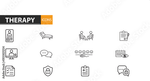 Therapy and counseling icons set