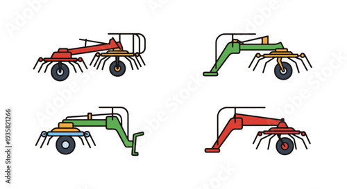 Hay tedder Line art vector modern soft tone illustration