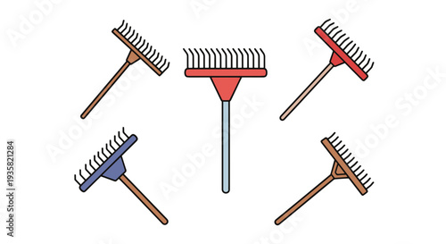 Hay rake Line art vector set minimal elegant tone