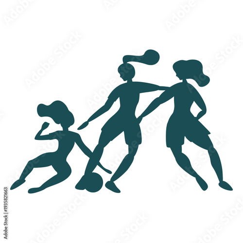 Women playing football silhouette