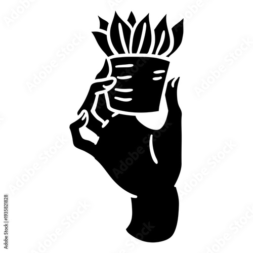 Grabbing tiny house plant black