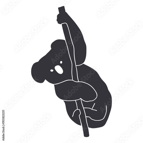 Clinging koala branch silhouette
