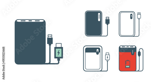 Power Bank Line art minimal abstract design illustration