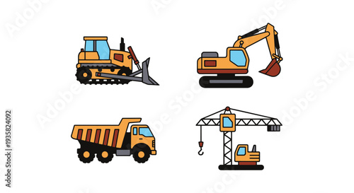 Heavy Equipment Line art soft tone color vector