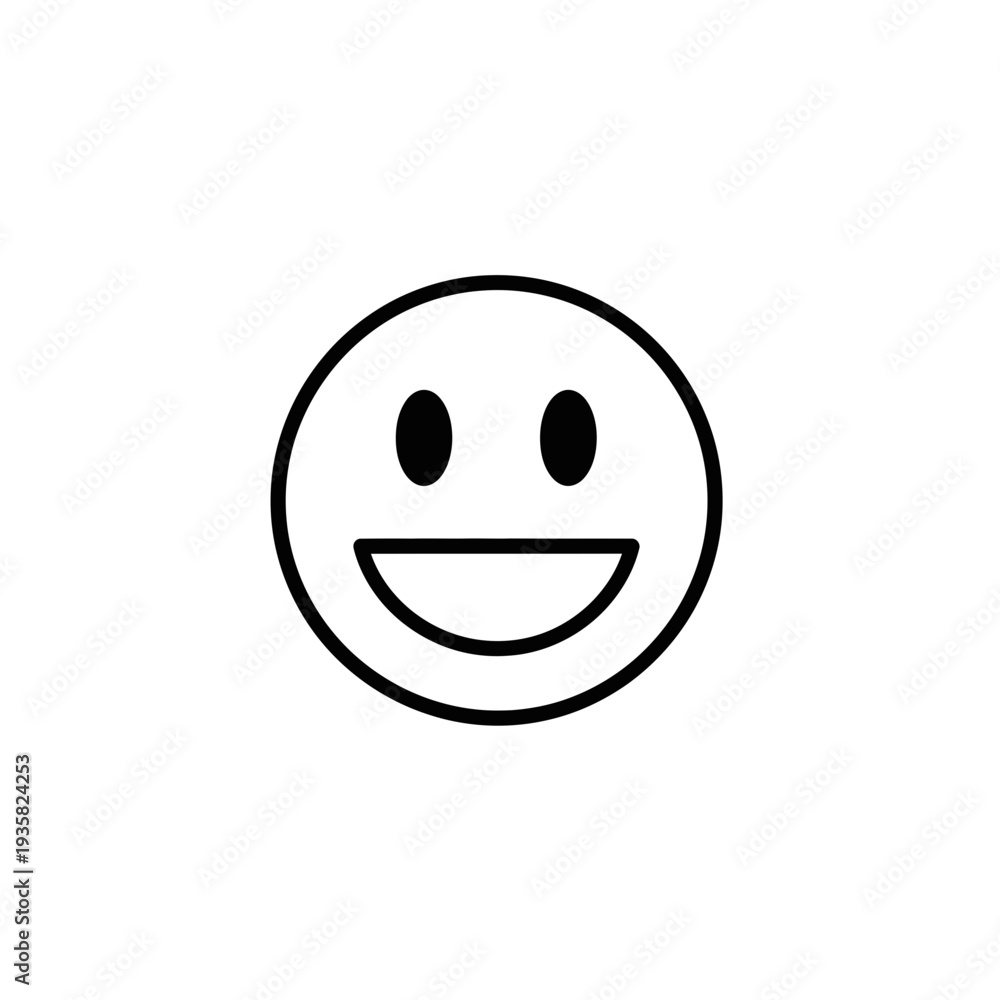 Fototapeta premium Bold Black Outline Open Mouth Smiley Face Icon