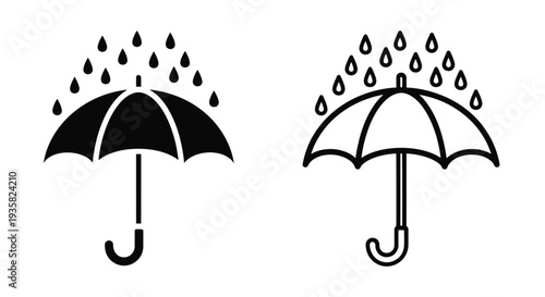 Heavy rain Line art vector soft dynamic tone illustration